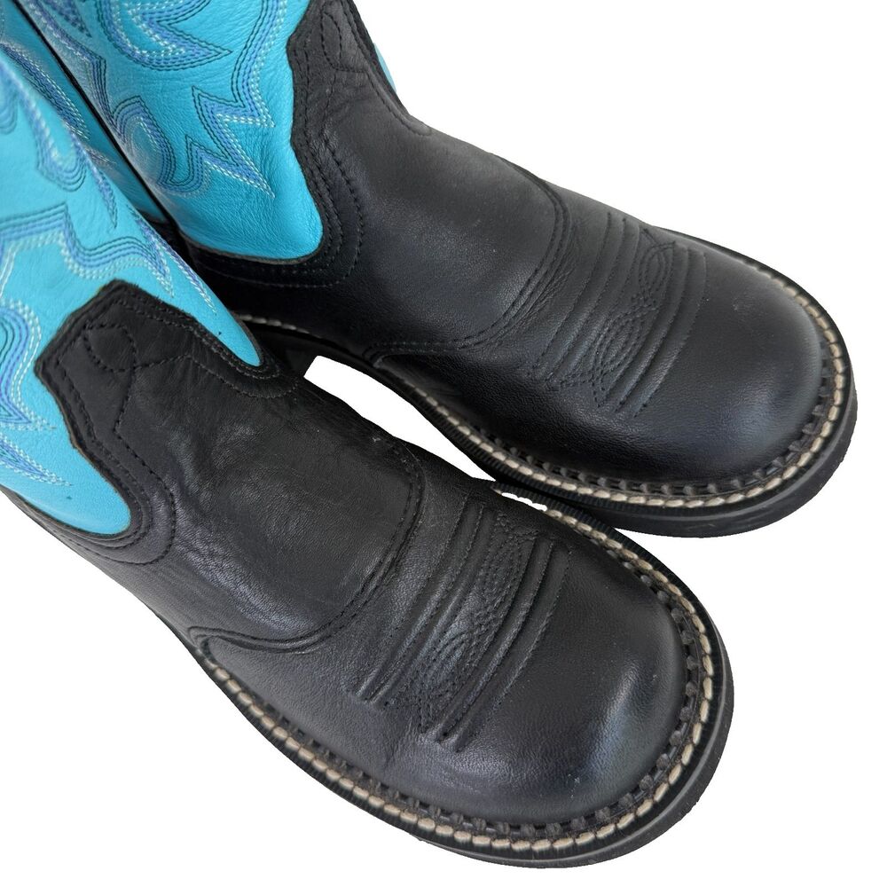 Ariat ProBaby Women’s Turquoise & Black Leather Western Cowboy Boots Size 6.5B - Picture 9 of 12